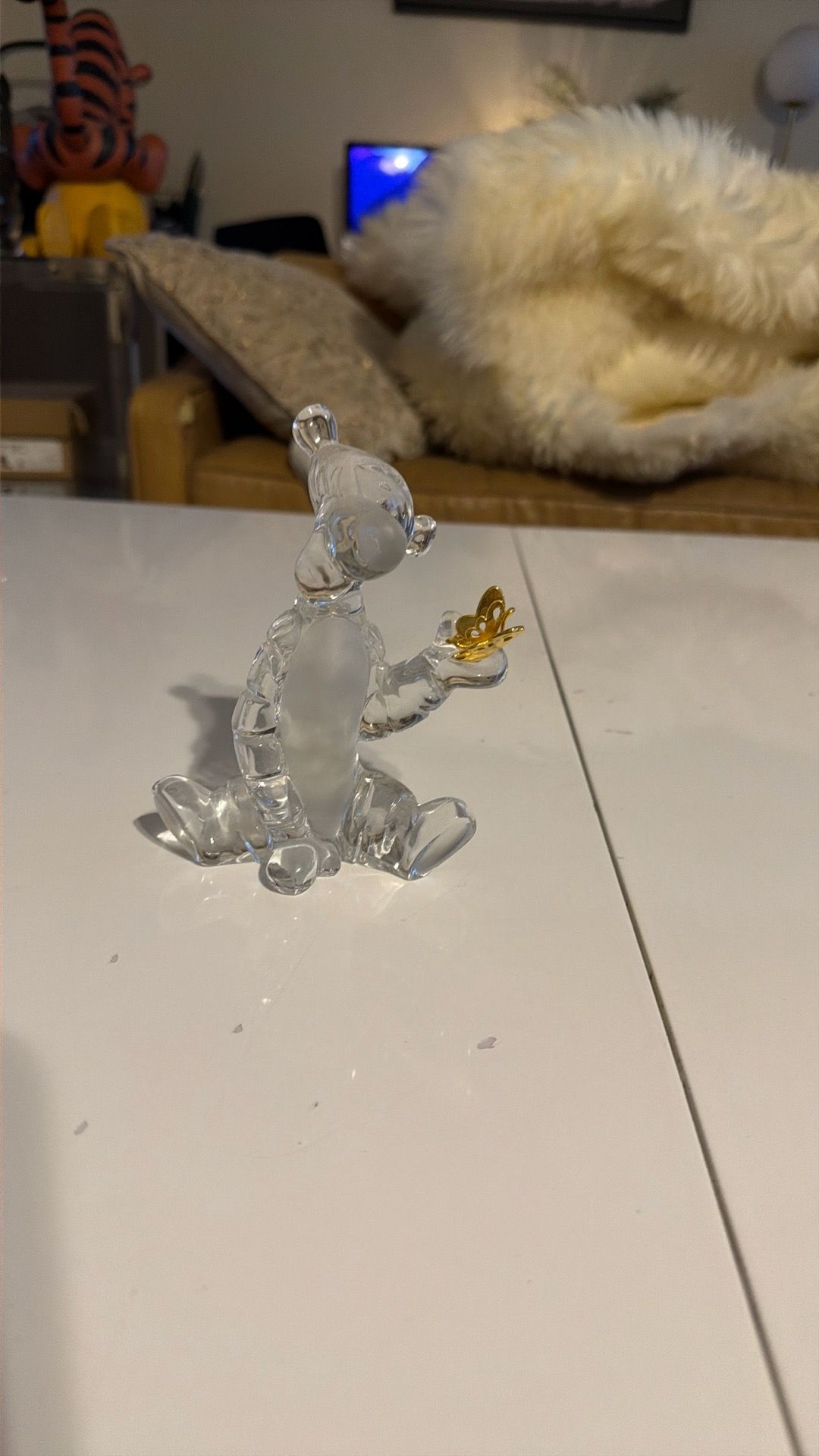 Tigger Winnie the Pooh Disney Lenox 5.5 Inch Crystal Figurine Gold Butterfly