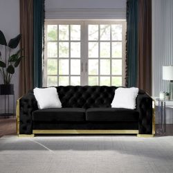 Sofa And Loveseat Black Velvet, New Especial Price 