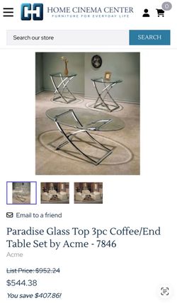 Glass coffee table w/ matching end tables