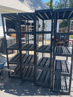Black plastic shelves