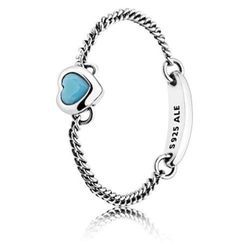 Pandora Silver blue heart women's engagement ring Sizs 5 Gift