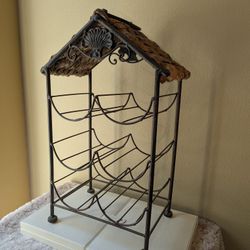 Wine Rack With Wicker Top 