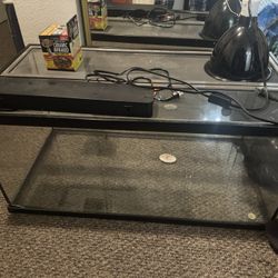 40 Gallon Reptile Tank W/ Heat Lamp + UVB Light Fixture