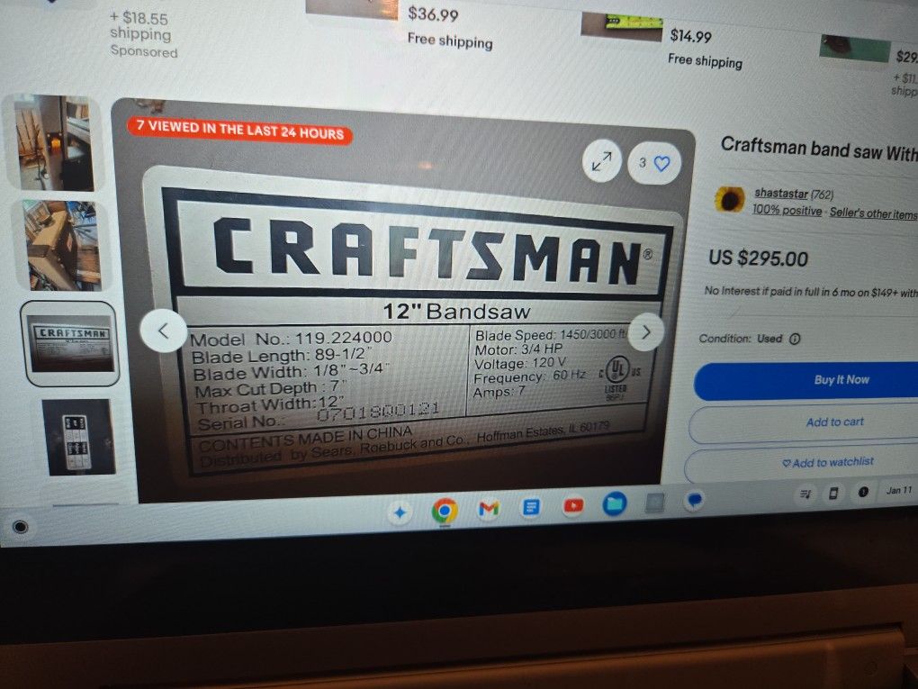 Craftsman 12-in Bandsaw . Rarely Used