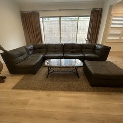 Leather Sofa W/ 2 Tables