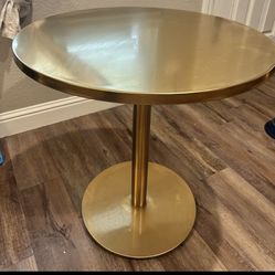 CB2 STAINLESS BRASS OUTDOOR BISTRO TABLE