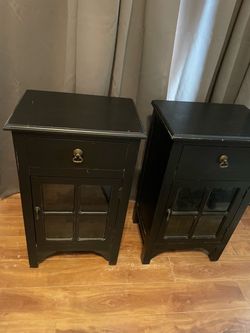 End tables black sturdy wooden tables