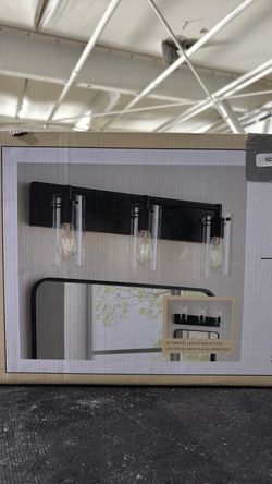 3-Light Black Vanity Bar Light Fixture - with only 2 shades