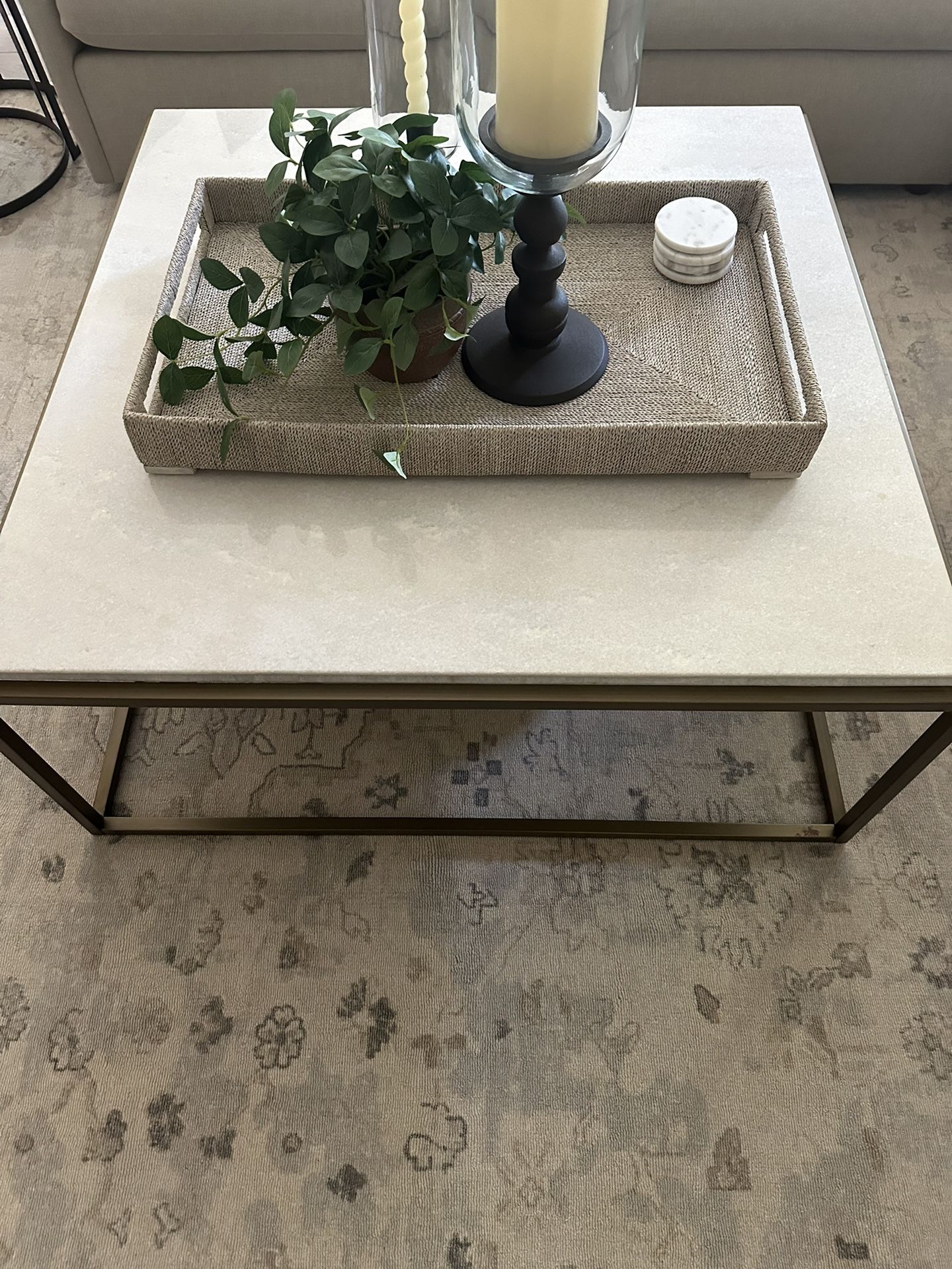 Marble And Brass Coffee Table 42” Square