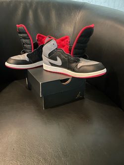 Air Jordan 1 Mid Black Grey Red Sneakers