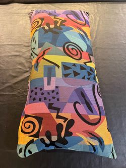 Vintage 80s/90s Abstract Tapestry Pillow – Geometric Memphis
