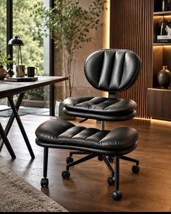 Office chair, Ergonomic Wide, Cross Legged Desk Chair with Swivel