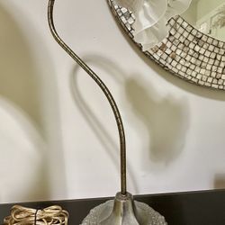 Vintage 1970's Brass and Frosted Glass Tulip Shade Table Lamp