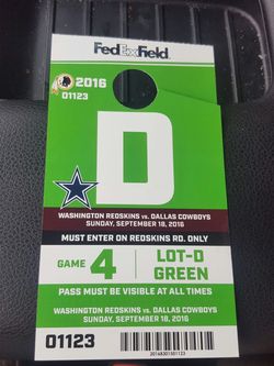 Parking Pass for Redskins Cowboys Tickets
