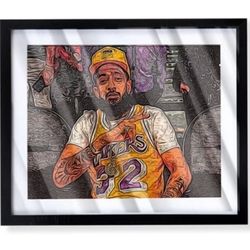 Custom Artwork Of Nipsey Hussle framed
