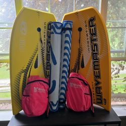 2 Bodyboards,  2 Sand Mats, and  2 Inflatable Lounges