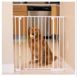 Walk-Thru Pet Gate; 29-40" Wide, 36" Tall, White,Extra Low 0.5" Threshold, Pressure or Hardware Mount, Auto-Close Gravity Hinge, 90° Hold-Open Door, T
