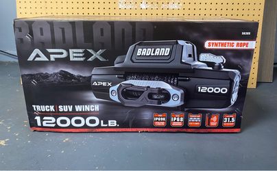 Badland APEX 12000 lb Truck/SUV Winch with Synthetic Rope and Wireless Remote