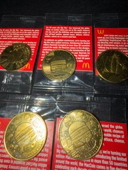 McDonald's 50 Years. Big Mac Anniversary Coins Complete Set of 5 Sealed.