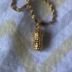 Gold Plated Chain W/ Peanut Pendant