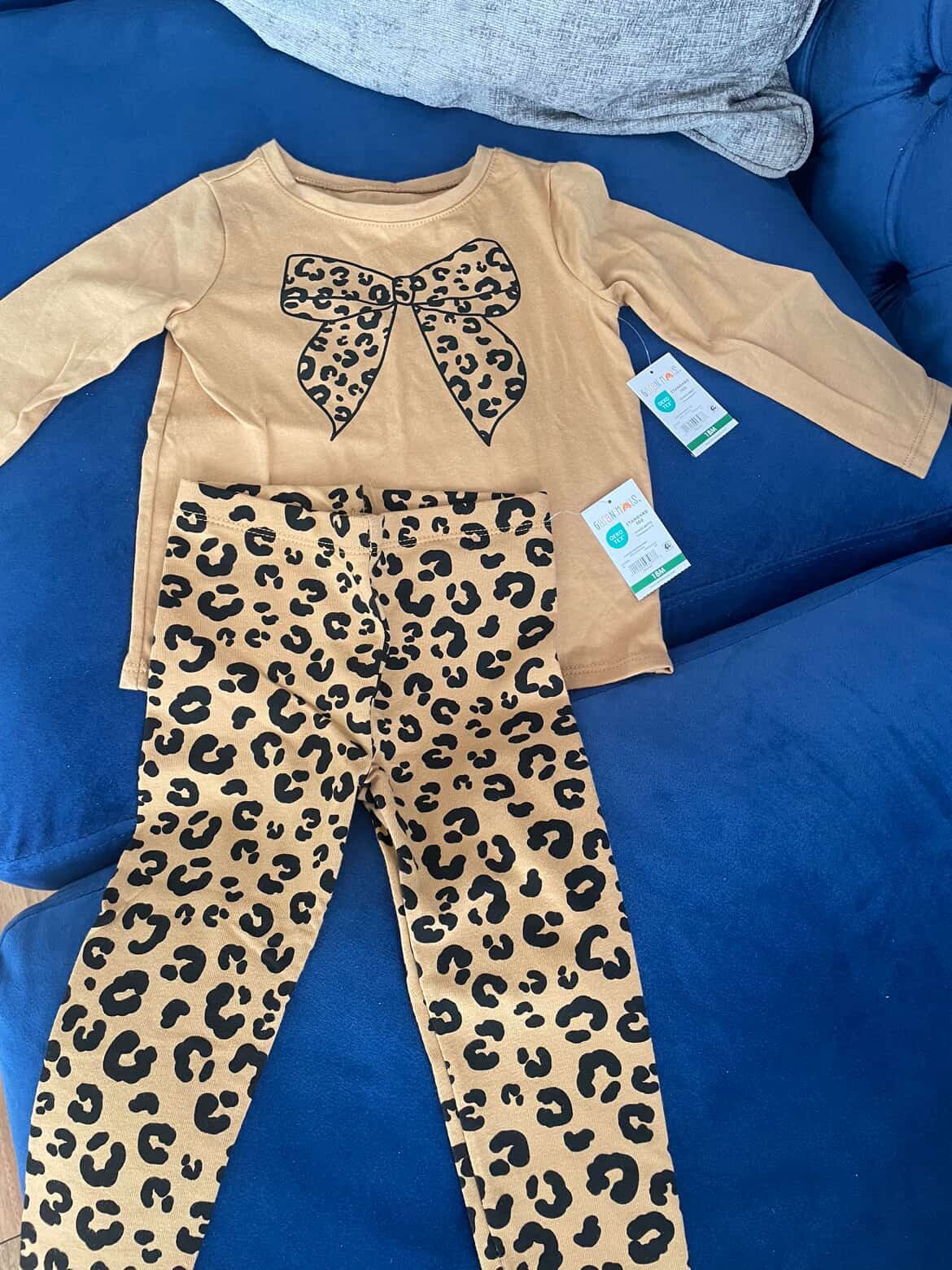 🖤 Leopard Bow Girls’ Outfit – Long Sleeve Top & Matching Pants (Brand New!) 🖤