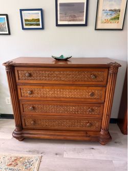 Rattan Style Wooden Bedroom Set