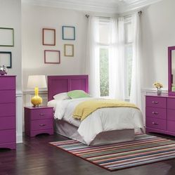 Girl Twin Bed And Dresser Pink