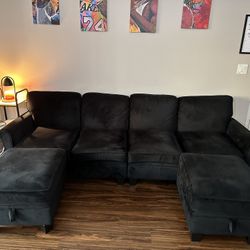 Convertible Sectional Sofa with Storage U Shaped Sectional Couch with Reversible Chaise Small Sectional Couches for Living Room,