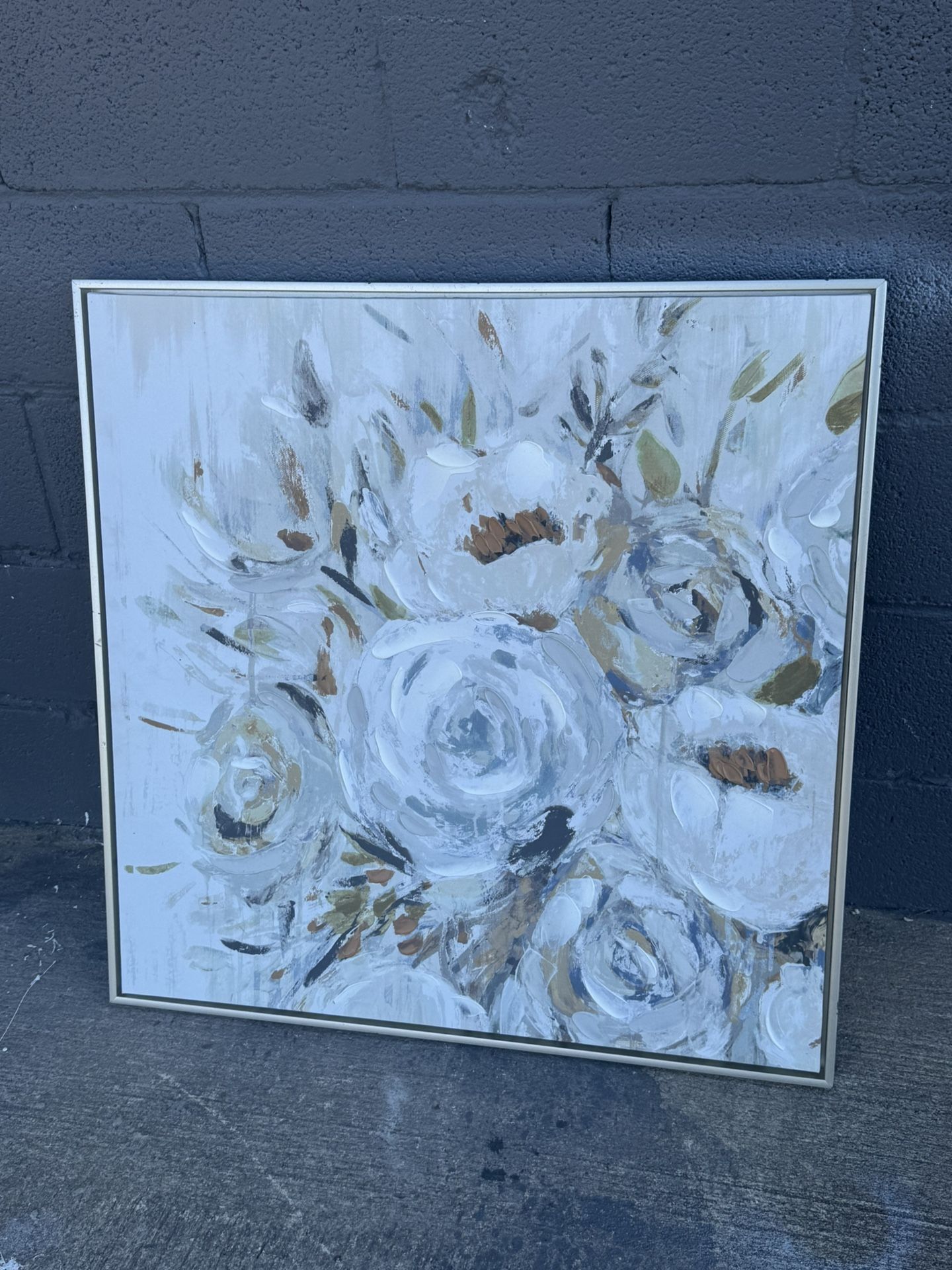 🌿 Textured Floral Canvas Wall Art – 31” x 31”