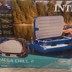 Intex Inflatable Mega Chill II 72 Can Beverage Cooler Float with Lid and 6 Cupholders for Pool and Lake Floating  - New