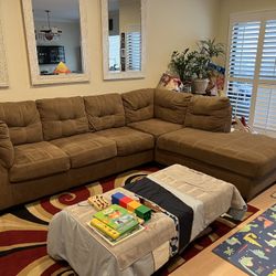 Clean Brown Sectional Sofa Couch