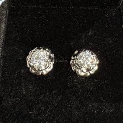 3D Rose Moissanite Studs (925 Silver)