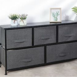 38.7 Wide 5 Drawers Storage Cabinet Grey Vertical Dresser Storage Tower Sturdy