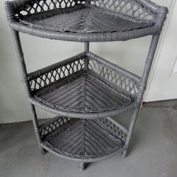 Vintage Wicker Corner Shelf