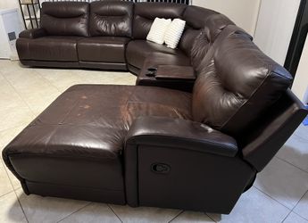 Acme Genuine Leather Modular Sofa with Chaise and Recliner