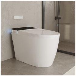 Smart Toilet Heated Seat, Warm Air Dryer, UV-C Sterilization, Auto Flush & Remote Control, One-Piece Intelligent Toilet