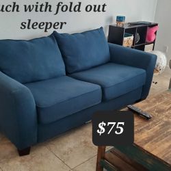 Couch With Fold Out Sleeper -$75