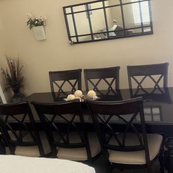 Dining Room Table Set With Chairs And Entry Hutch 