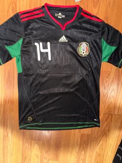 Mexico Chicharito #14 Men’s L Soccer Jersey Black Green Red