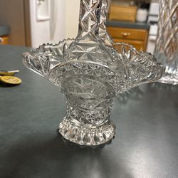 Vintage Crystal Heavy Glass Basket
