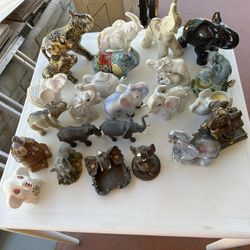 Elephant Figurines Each From 3-9” Ceramic And Plastic Only $3 Each