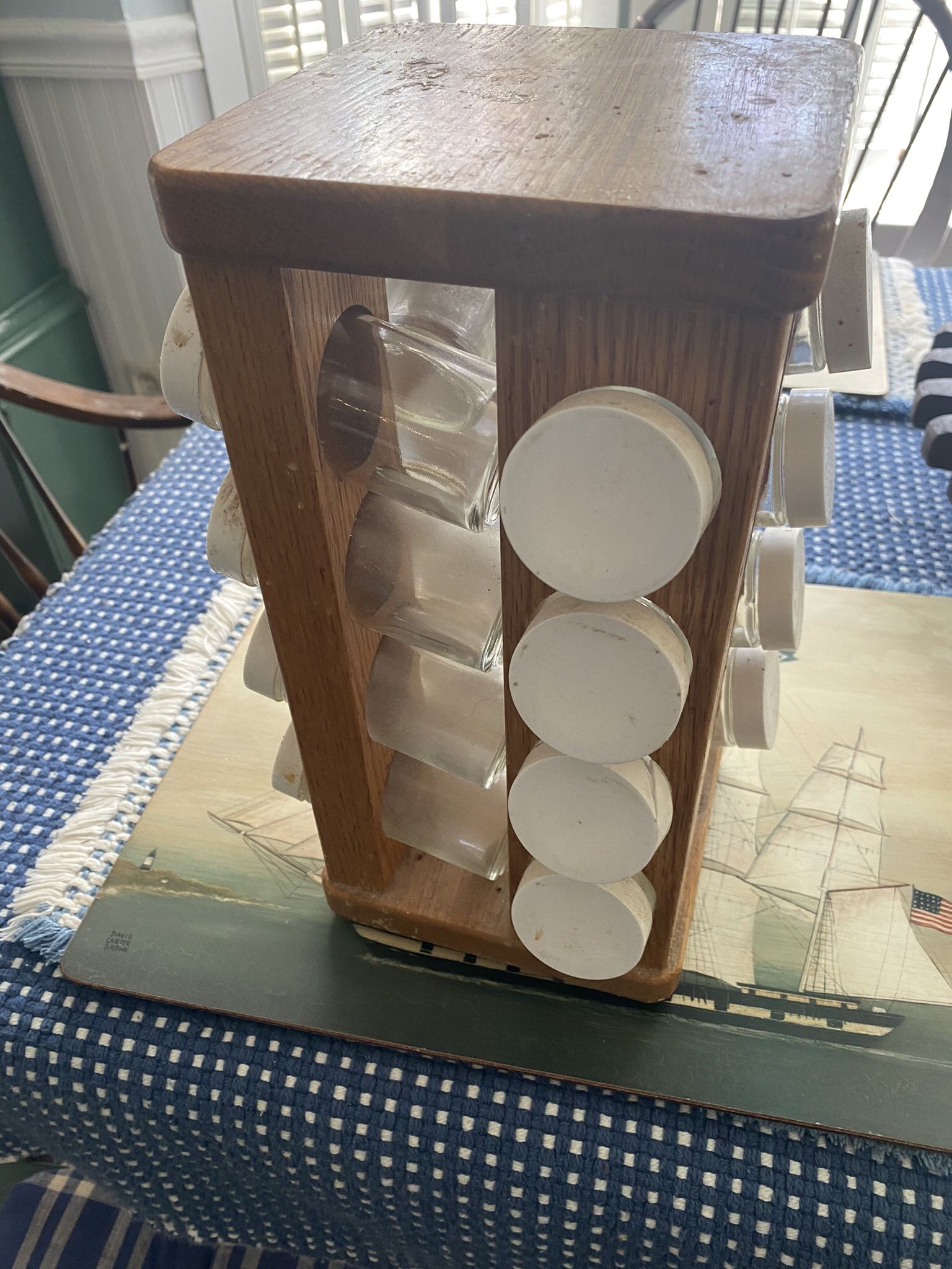 Solid Oak Revolving Spice Rack