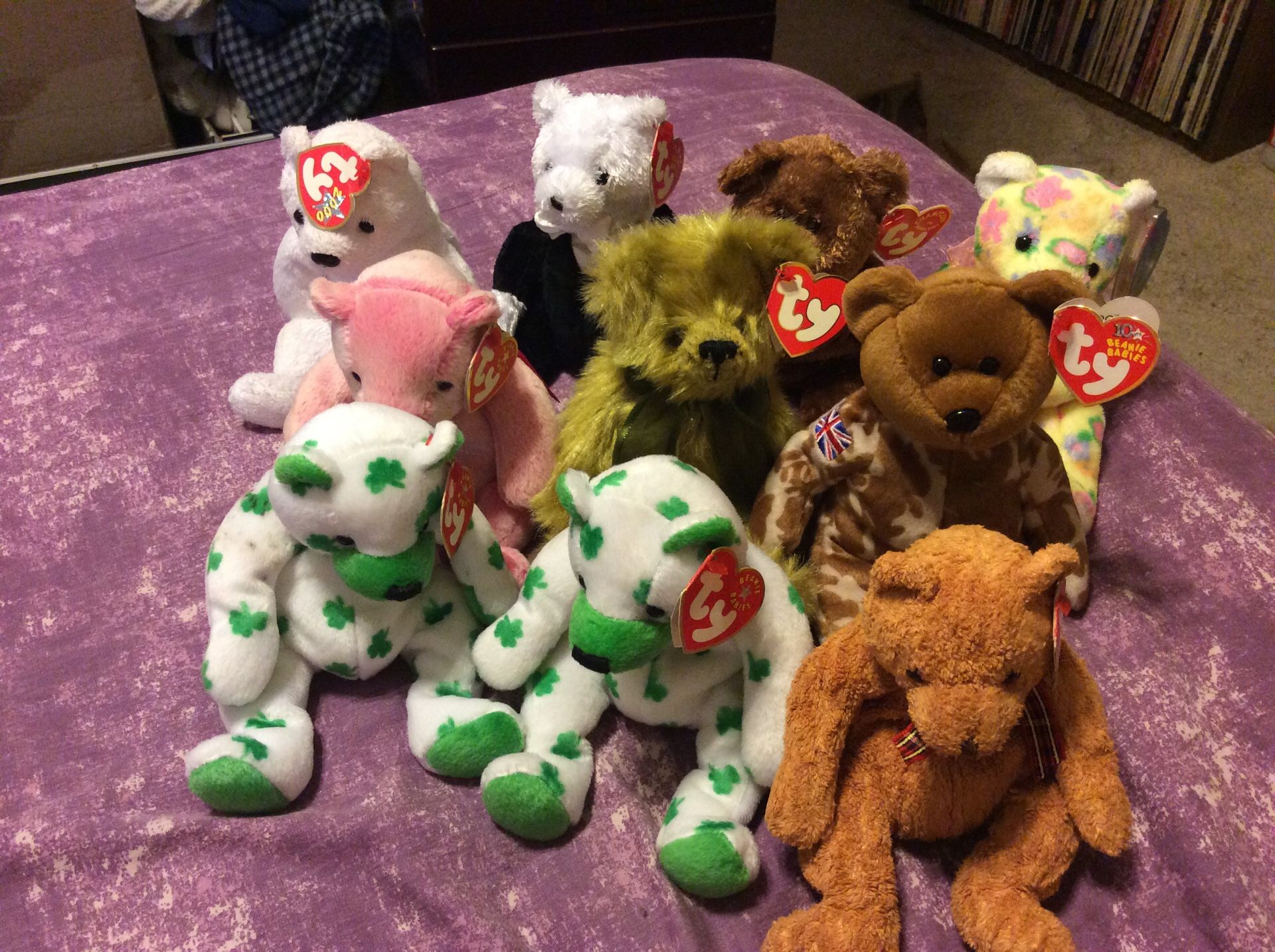 beanie babies retired bear lot with tags quantity 10