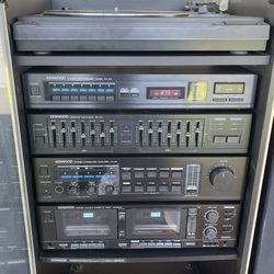 Vintage Kenwood Stereo Receiver Cabinet Rack System Speakers Radio