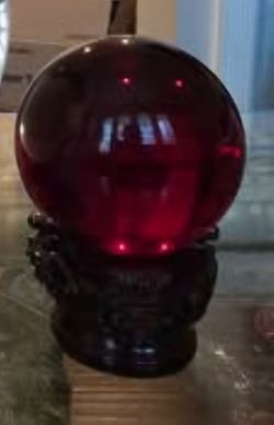 Crimson Red Glass Orb with Base