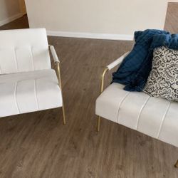 Cream & Gold Modern Accent Chairs