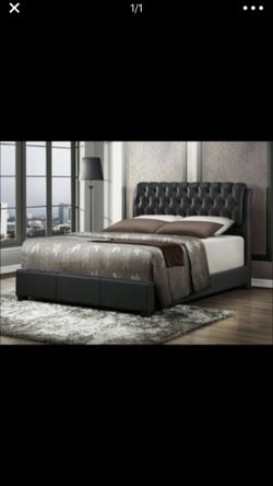 BRAND NEW QUEEN OR FULL SIZE LEATHER BED WITH ORTHOPEDIC MATTRESS FOR $499!!