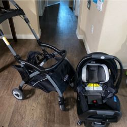 GRACO STROLLER, CAR SEAT, BASE BUNDLE 