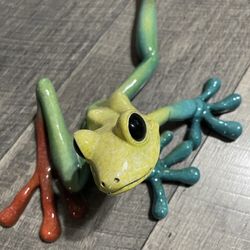 Kitty's Critters PEDRO 16'' Wall Mount Tropical Frog Sculpture Yellow Green