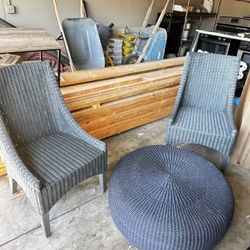 Navy Blue Patio, Two Chairs And A Ottoman/Table, Two Tables And Chair/Ottoman